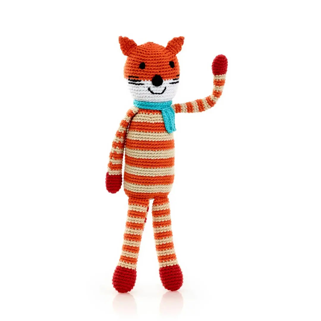 Woodland Fox Toy - Handmade Organic Cotton with Gentle Rattle Pebble