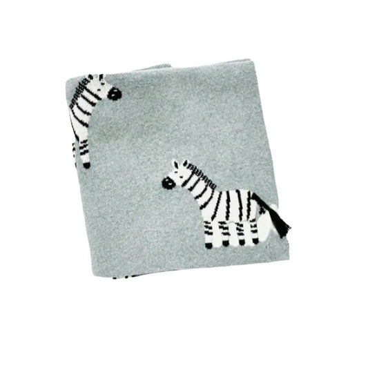 Zebra 3D Cotton Jacquard Knit Baby Blanket - Organic - The Baby Blanket Store LLC Crib Blanket 30"x 42" 