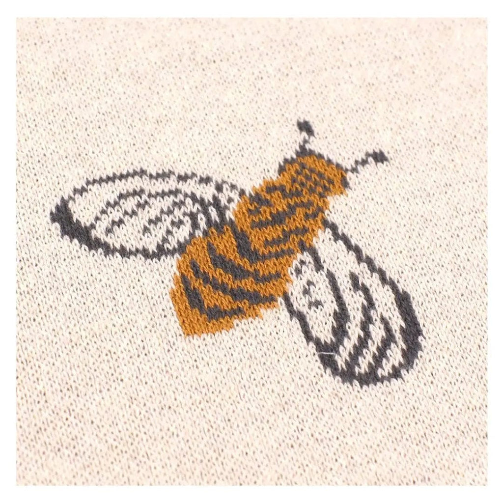 The Baby Blanket Store Crib Blanket 30" x 42" Bee | Organic Cotton Jacquard Sweater Knit Baby Blanket