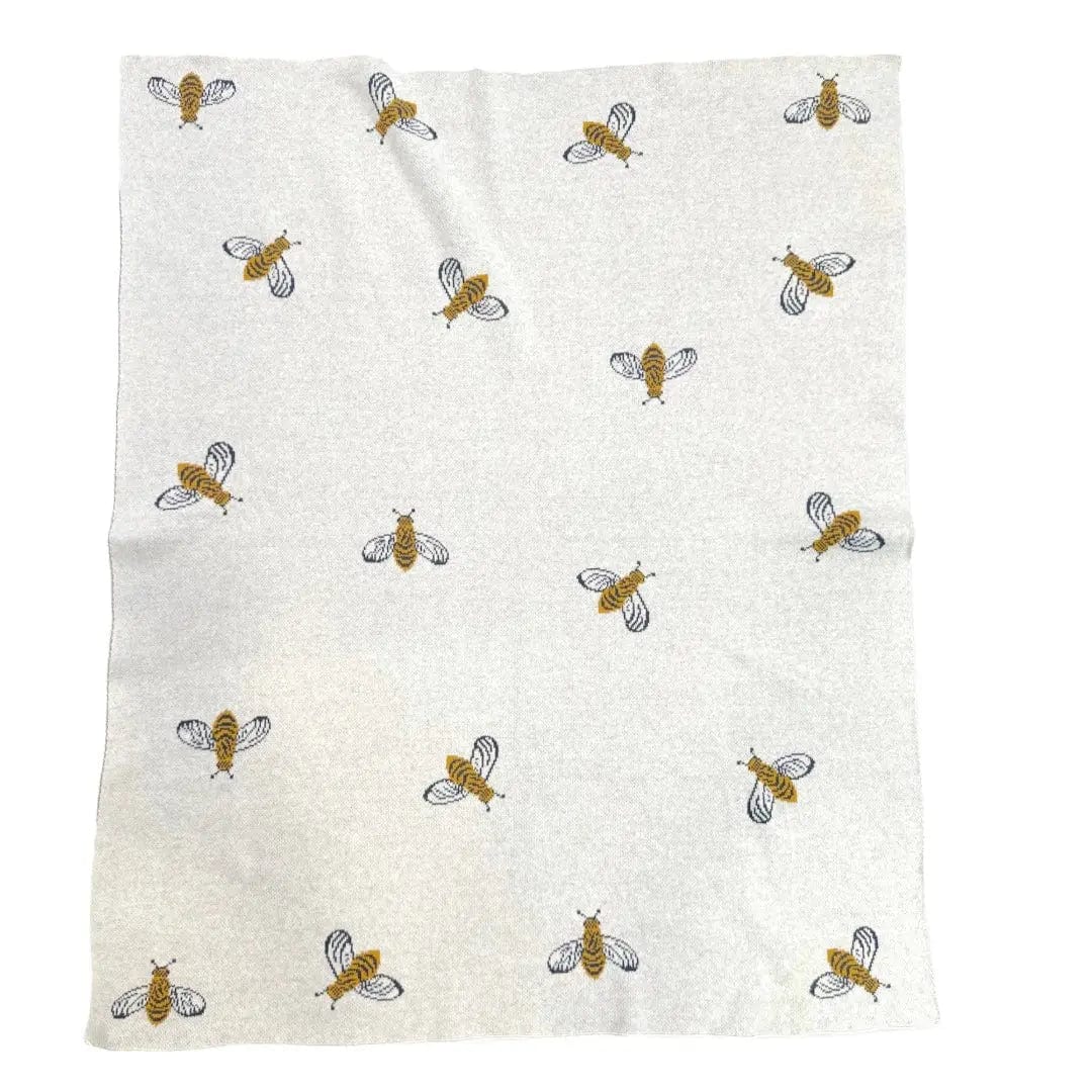The Baby Blanket Store Crib Blanket 30" x 42" Bee | Organic Cotton Jacquard Sweater Knit Baby Blanket