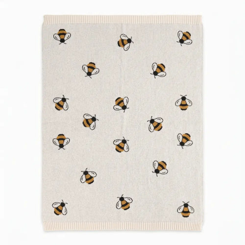 The Baby Blanket Store Crib Blanket 30" x 42" Bee | Organic Cotton Jacquard Sweater Knit Baby Blanket