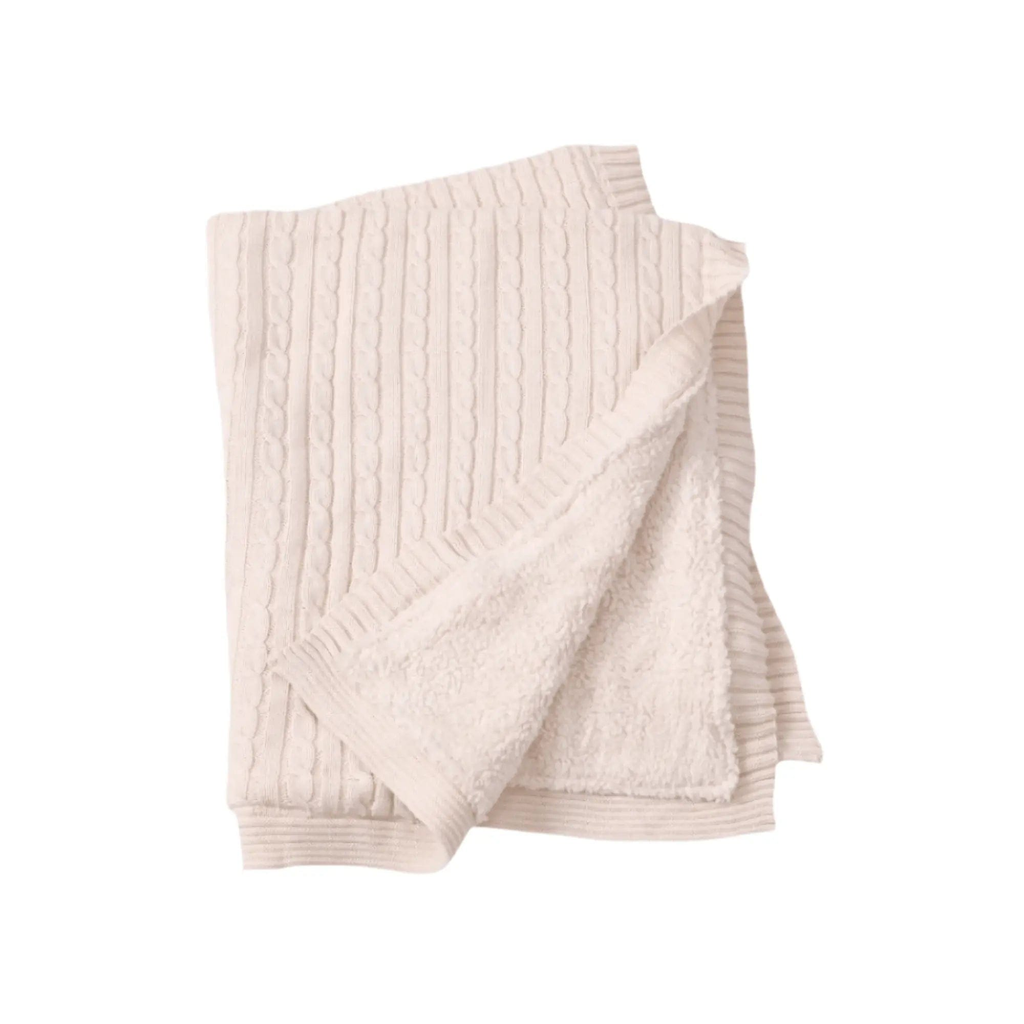 The Baby Blanket Store Crib Blanket 32"x 40" Natural Cozy Sherpa Cable Organic Knit Baby Blanket