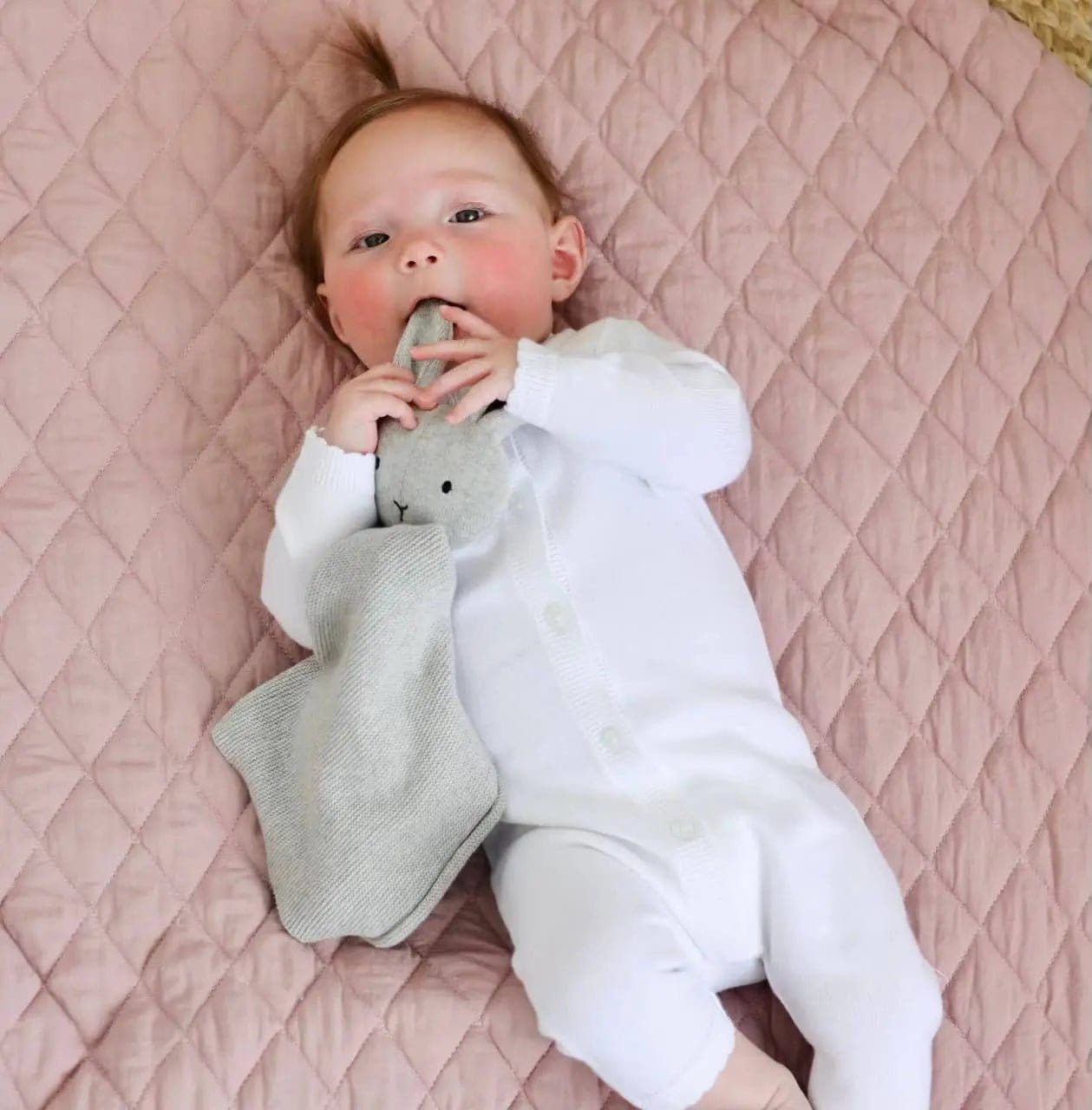 The Baby Blanket Store Crib Blanket 30" x 42" Grey/ Ivory Bobble / OS Bunny Bobble Baby Blanket & Lovey | Organic Cotton Knit Gift Set