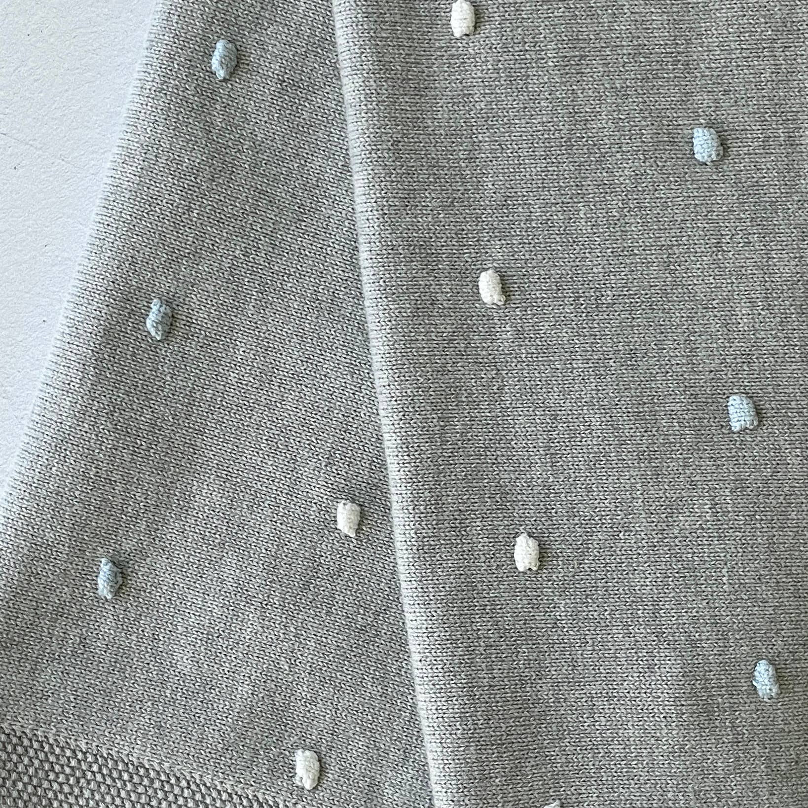 The Baby Blanket Store Crib Blanket 30" x 42" Grey/ Ivory Bobble / OS Bunny Bobble Baby Blanket & Lovey | Organic Cotton Knit Gift Set