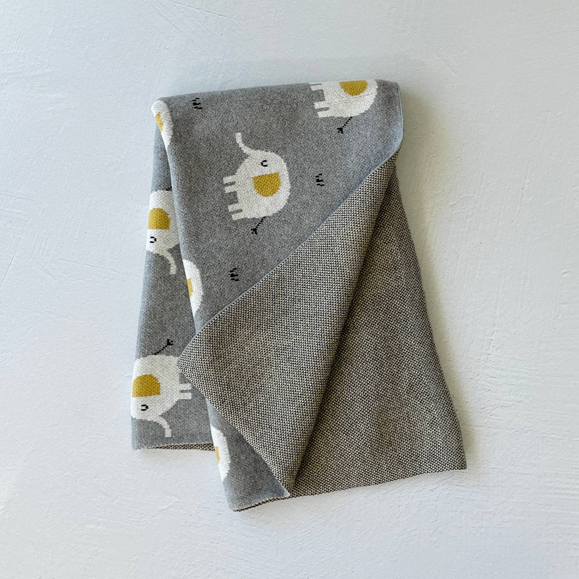 The Baby Blanket Store Crib Blanket 30" x 42" OS / Grey Heather Elephant Baby Blanket & Lovey | Organic Cotton Jacquard Knit Gift Set