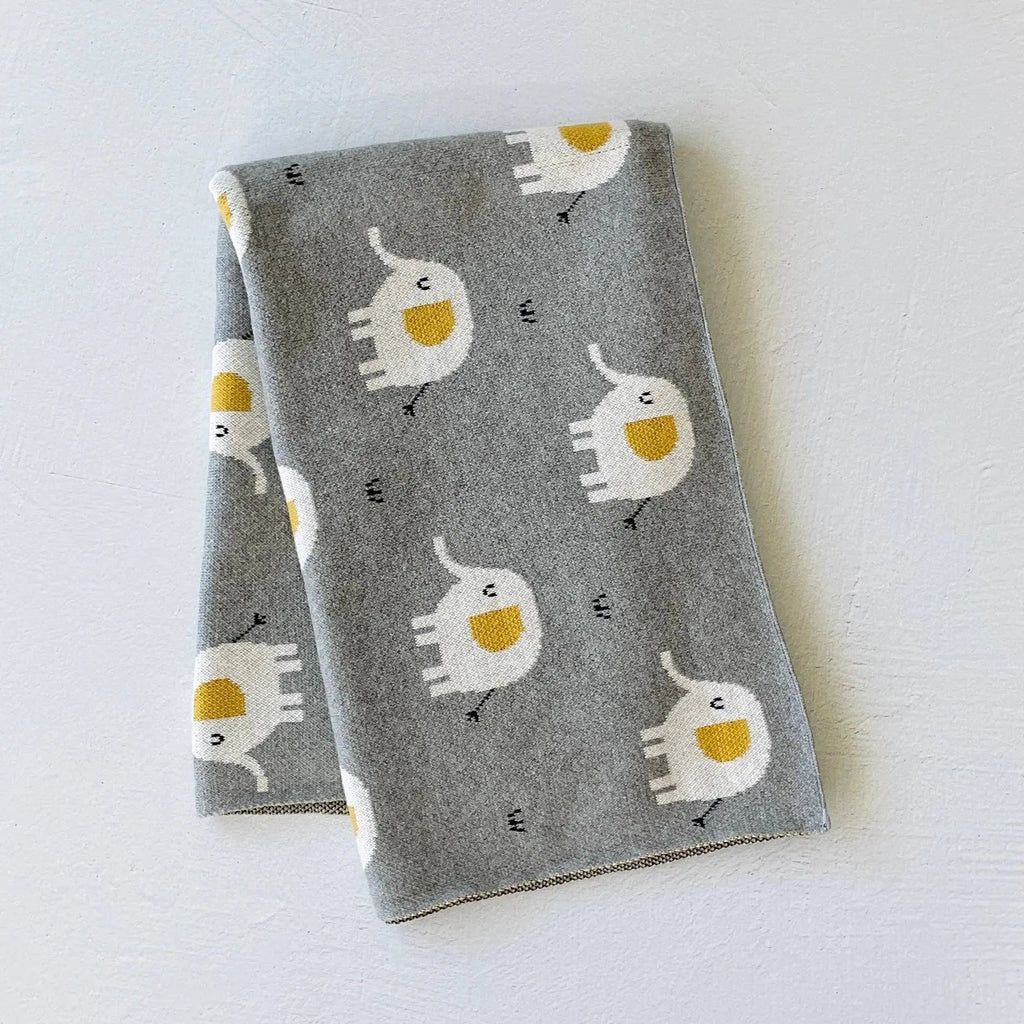 The Baby Blanket Store Crib Blanket 30" x 42" OS / Grey Heather Elephant Baby Blanket & Lovey | Organic Cotton Jacquard Knit Gift Set