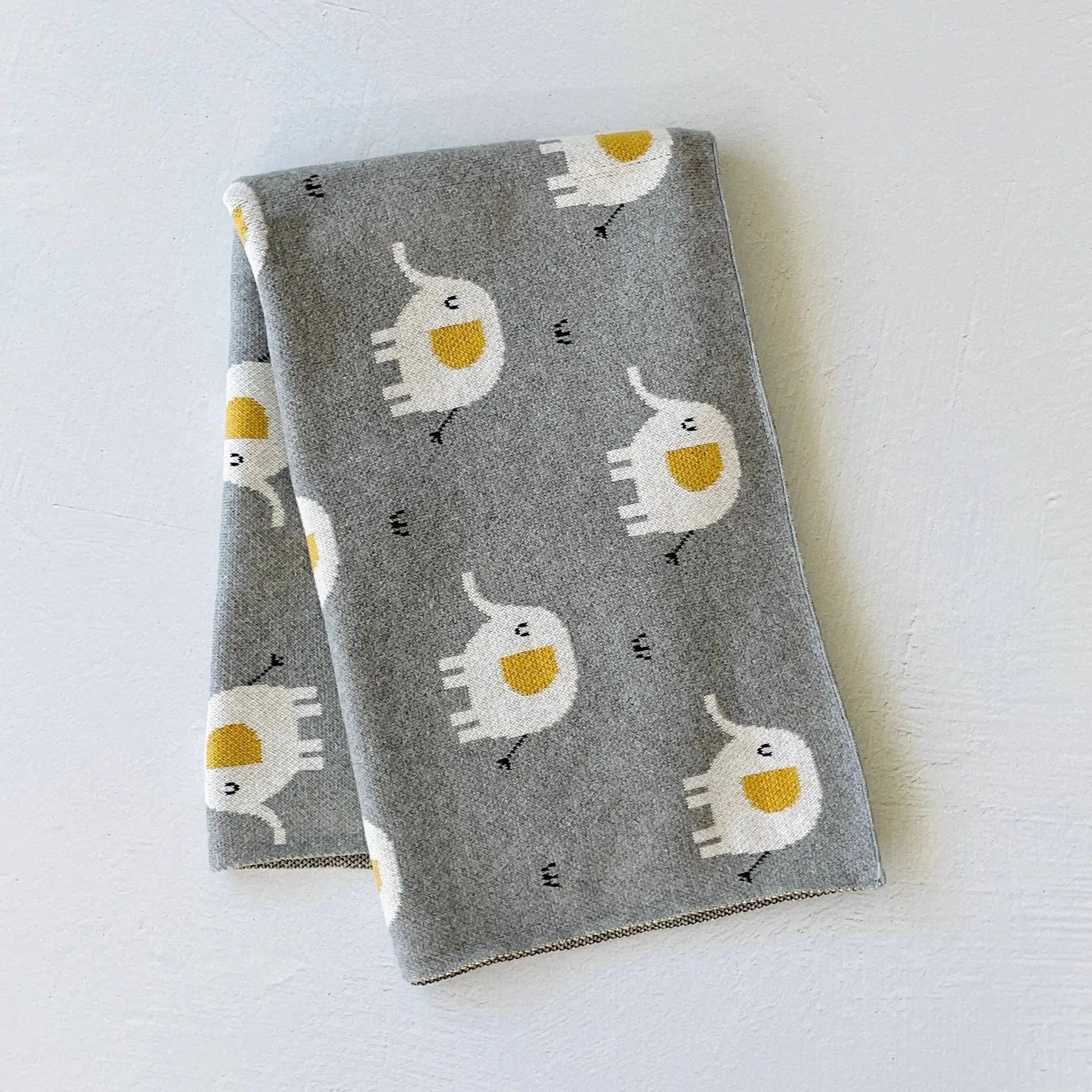The Baby Blanket Store Crib Blanket 30" x 42" OS / Grey Heather Elephant Baby Blanket & Lovey | Organic Cotton Jacquard Knit Gift Set
