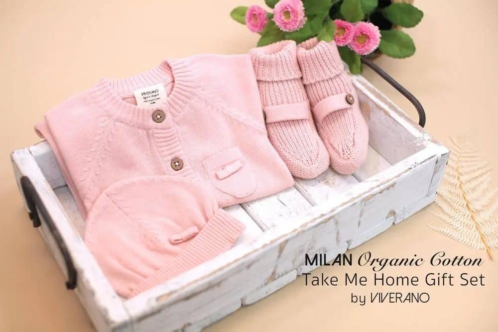The Baby Blanket Store Sweater Knit Gift Set 0-3M / Blush 4-Pc Milan Pastel Baby Shower Luxe Knit Gift Set | Soft Organic Cotton
