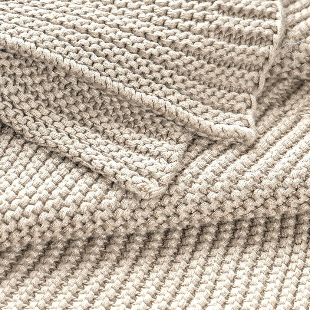 The Baby Blanket Store Throw Blanket Beige Chunky Knit Throw Blanket | Organic Cotton