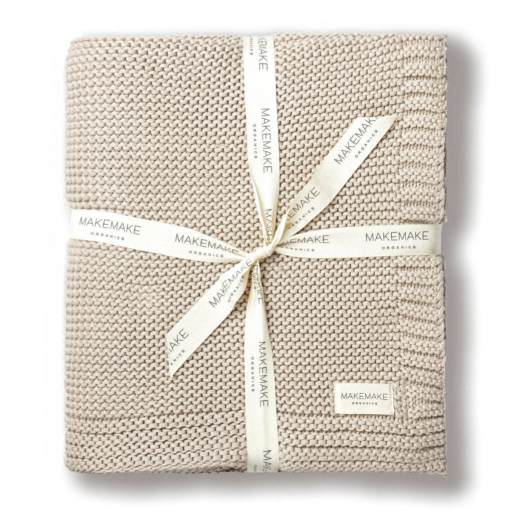 The Baby Blanket Store Throw Blanket Beige Chunky Knit Throw Blanket | Organic Cotton