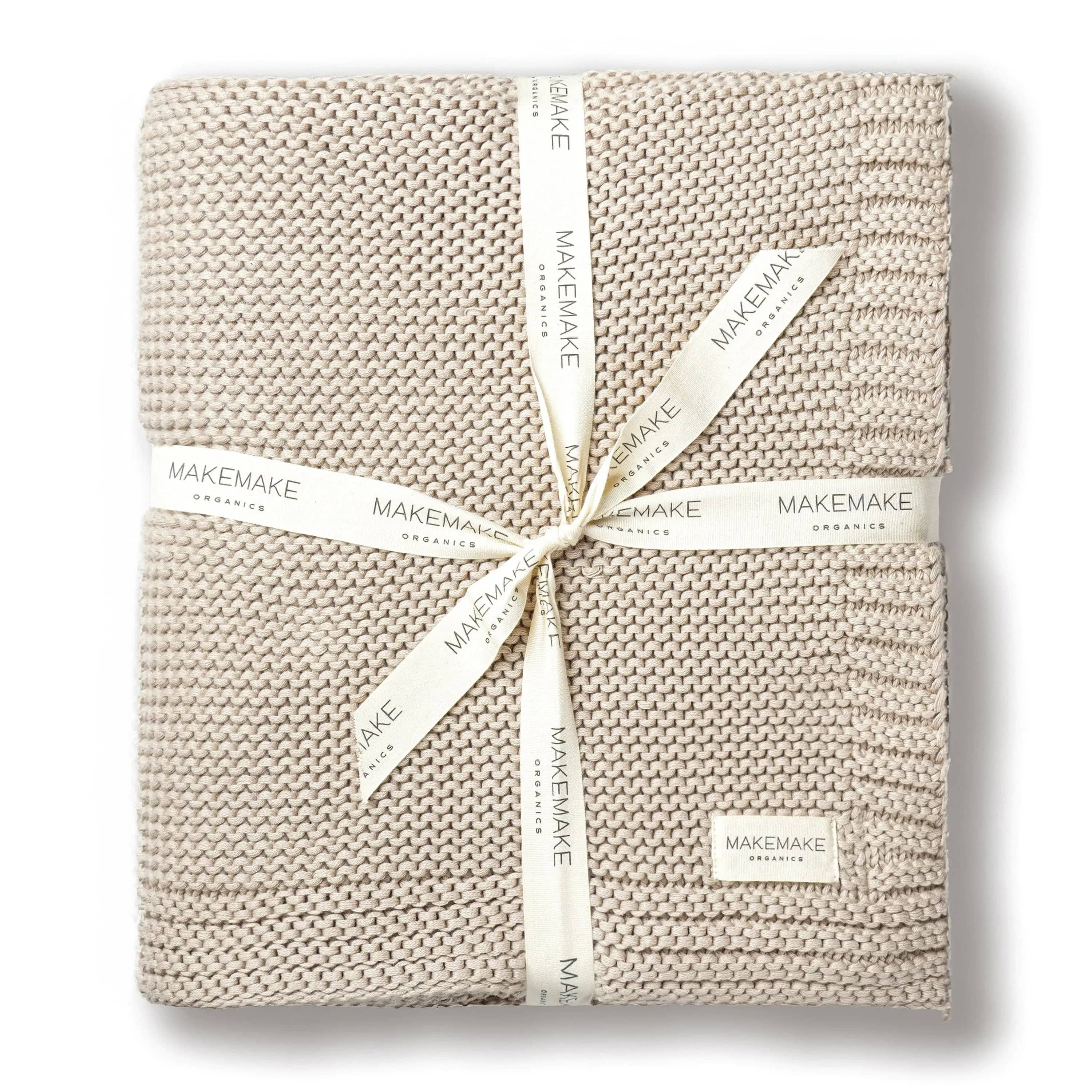 The Baby Blanket Store Throw Blanket Beige Chunky Knit Throw Blanket | Organic Cotton