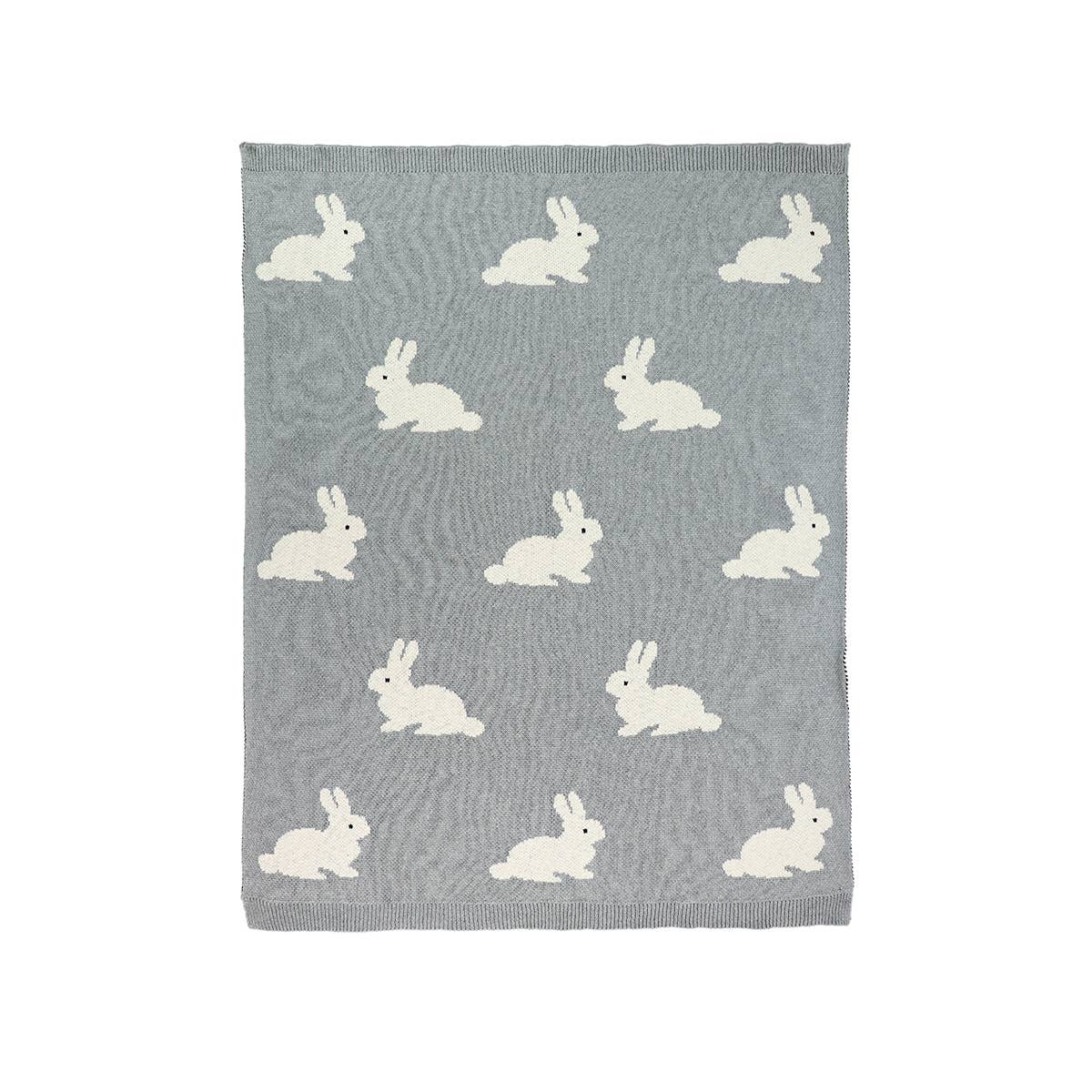 Viverano Organics One Size / Grey Heather Bunny - Organic Jacquard Knit Baby Blanket (Thick 'n' Thin)
