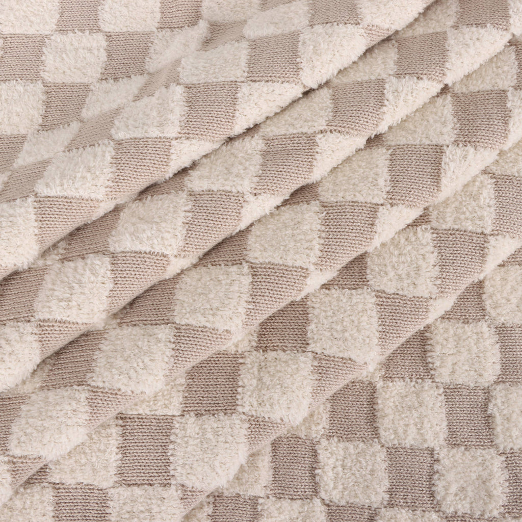 Viverano Organics One Size / Tan Checkered - Jacquard Sweater Knit Baby Blankets (Organic)