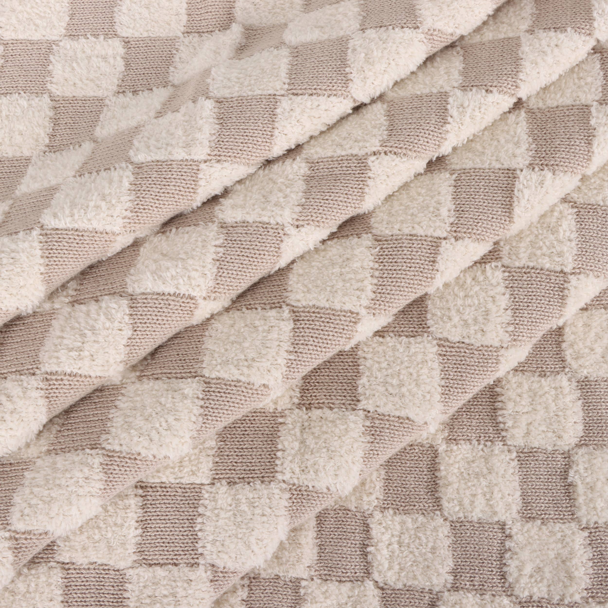 Viverano Organics One Size / Tan Checkered - Jacquard Sweater Knit Baby Blankets (Organic)