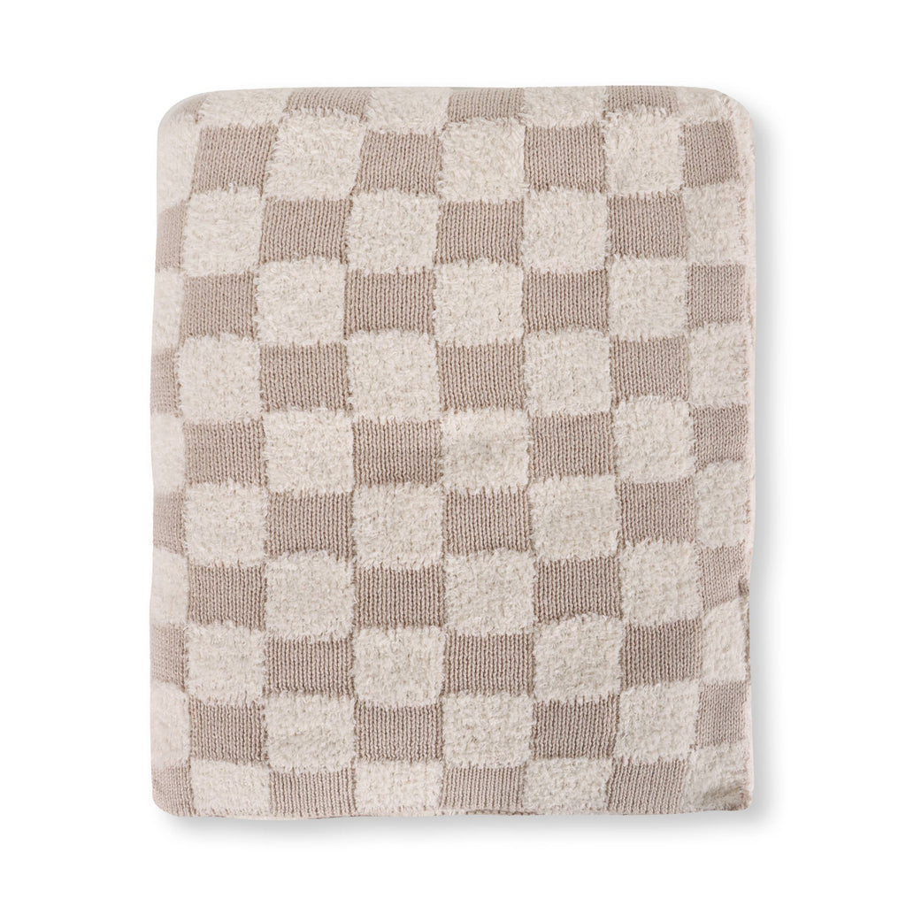 Viverano Organics One Size / Tan Checkered - Jacquard Sweater Knit Baby Blankets (Organic)
