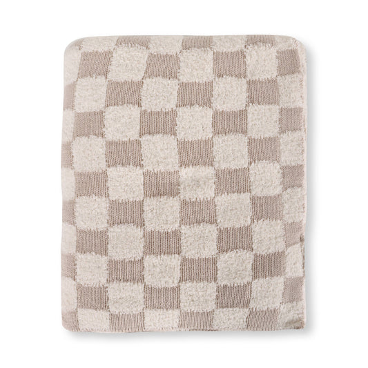 Viverano Organics One Size / Tan Checkered - Jacquard Sweater Knit Baby Blankets (Organic)