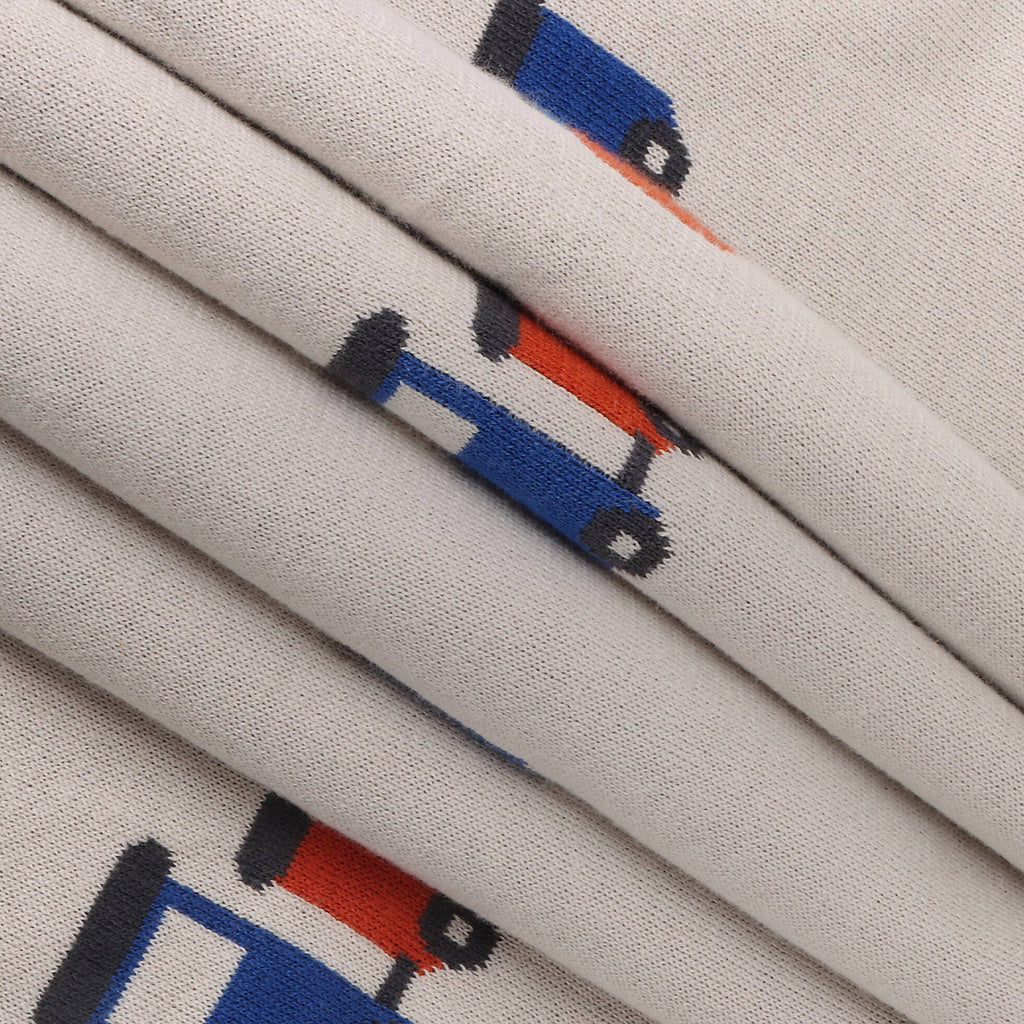 Viverano Organics Stone / One Size Choo Choo Train - Organic Cotton Jacquard Knit Baby Blanket