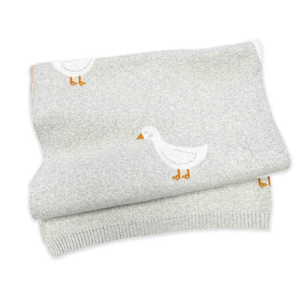 Viverano Organics Vanilla Grey / One Size Duck Waddle - Organic Jacquard Knit Baby Blankets
