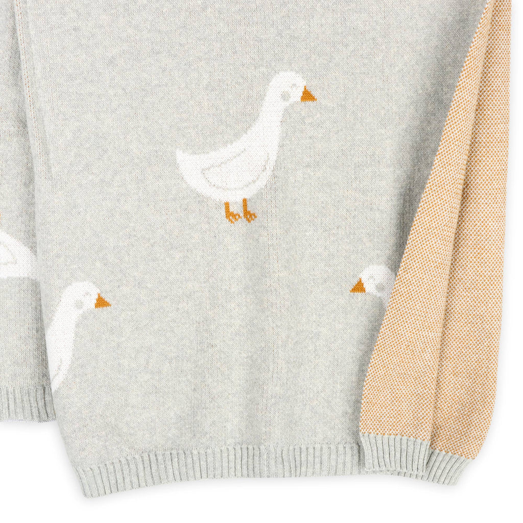 Viverano Organics Vanilla Grey / One Size Duck Waddle - Organic Jacquard Knit Baby Blankets