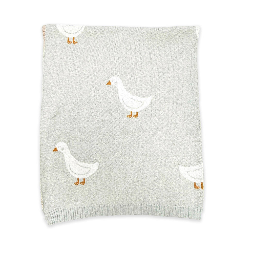 Viverano Organics Vanilla Grey / One Size Duck Waddle - Organic Jacquard Knit Baby Blankets