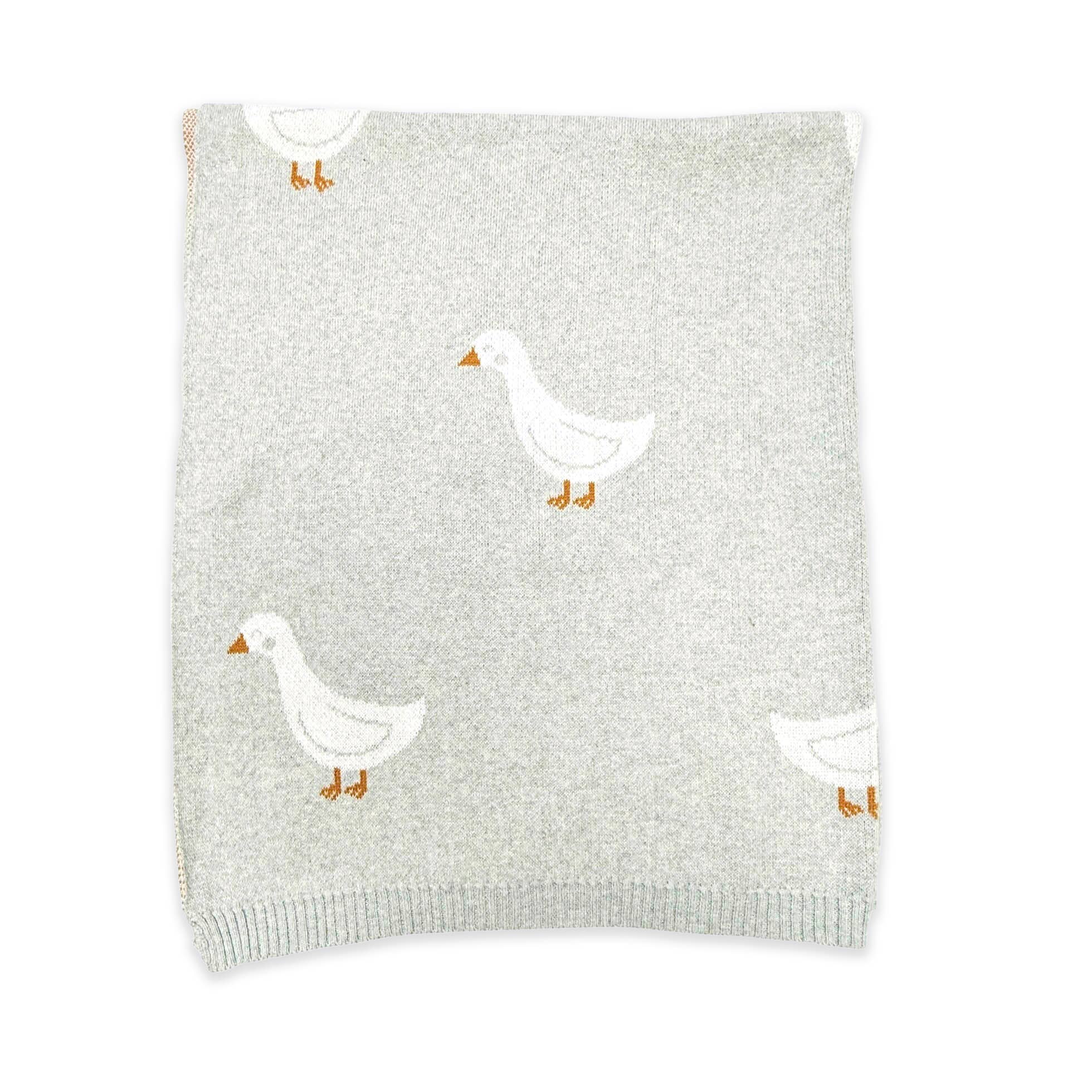 Viverano Organics Vanilla Grey / One Size Duck Waddle - Organic Jacquard Knit Baby Blankets