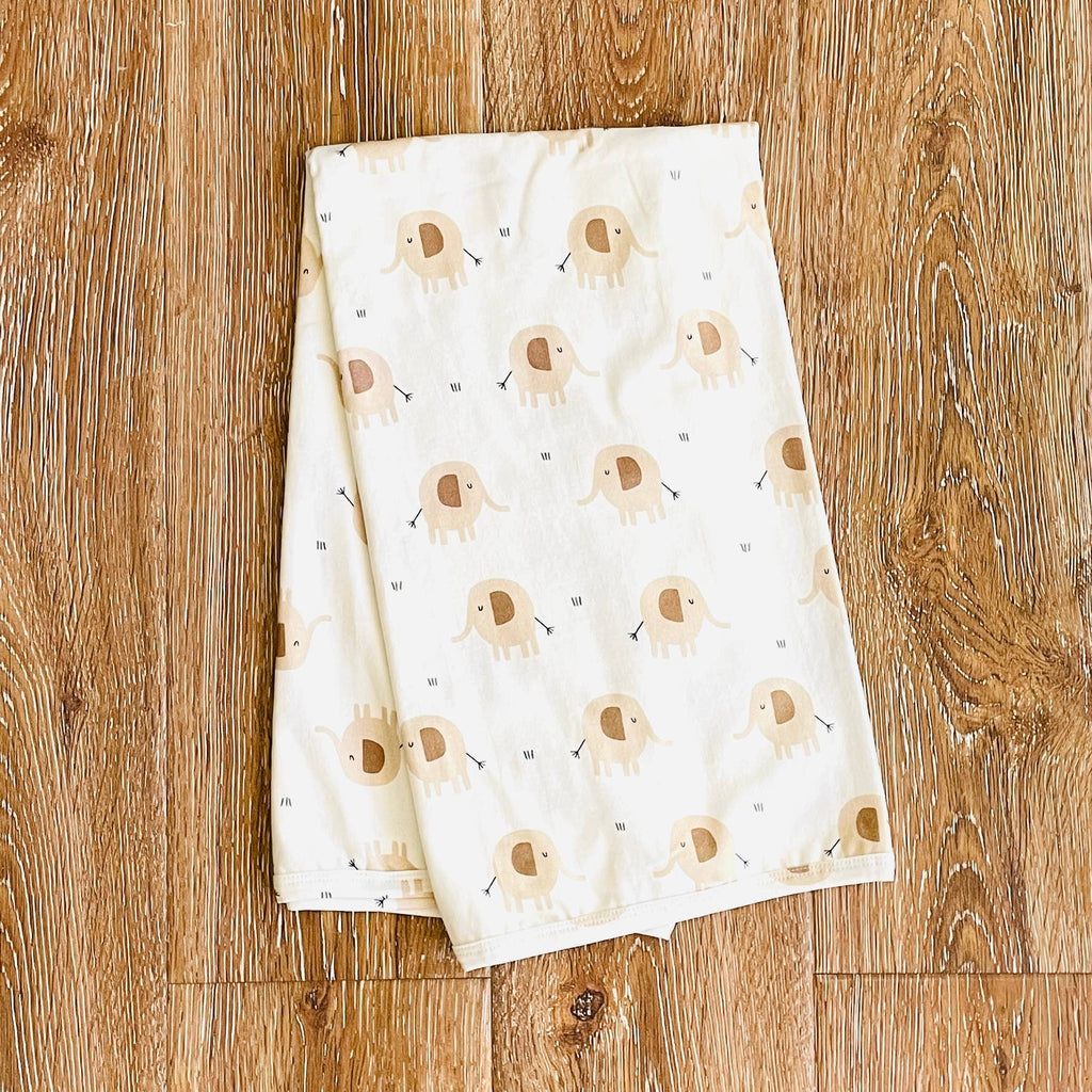 Viverano Organics OS / Natural Elephant Reversible Baby Blanket (Organic Jersey)