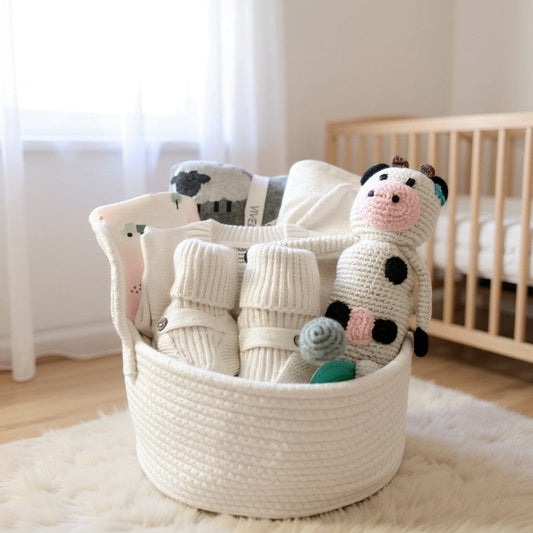 The Baby Blanket Store Gift Basket Farm Friends | Organic Cotton Baby Gift Basket