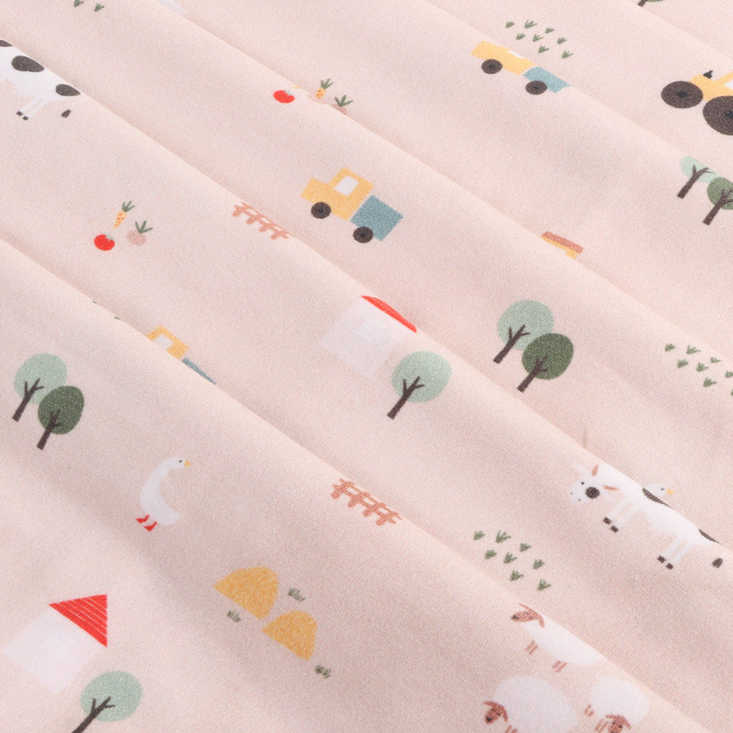Viverano Organics ONE SIZE / TAN Farm Reversible Baby Blanket (Organic Jersey)