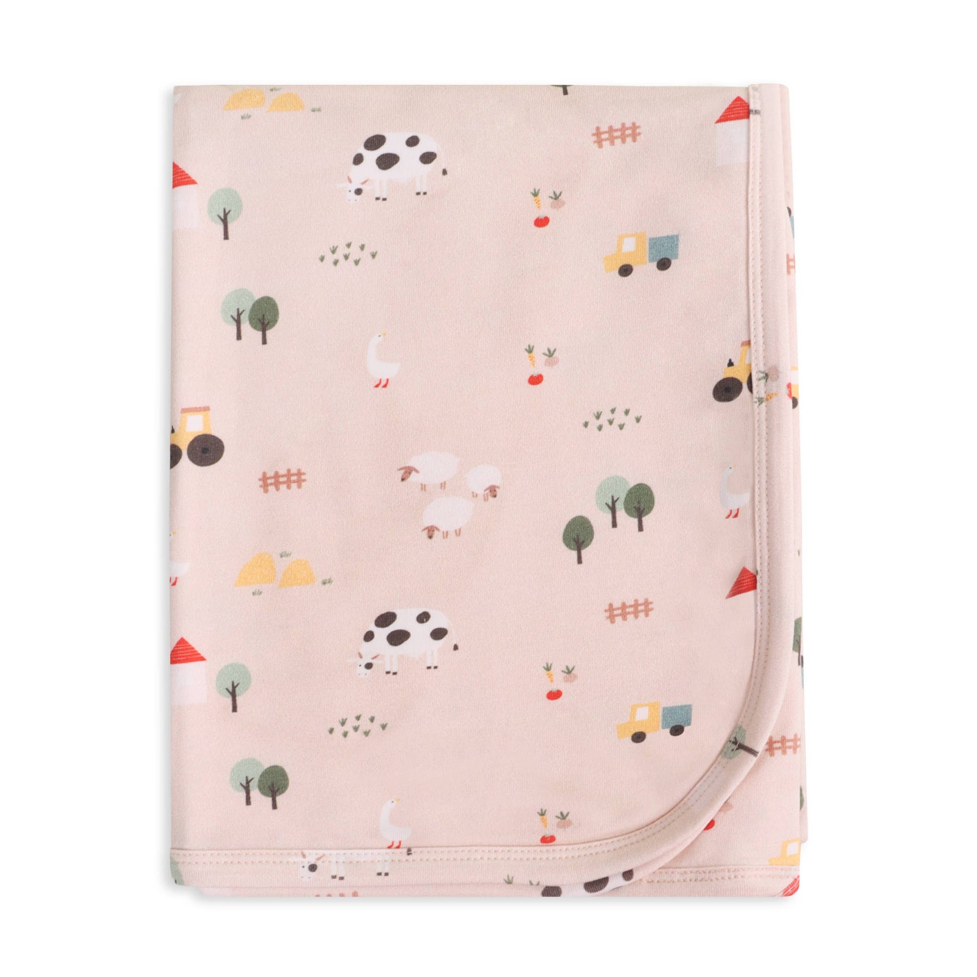 Viverano Organics ONE SIZE / TAN Farm Reversible Baby Blanket (Organic Jersey)
