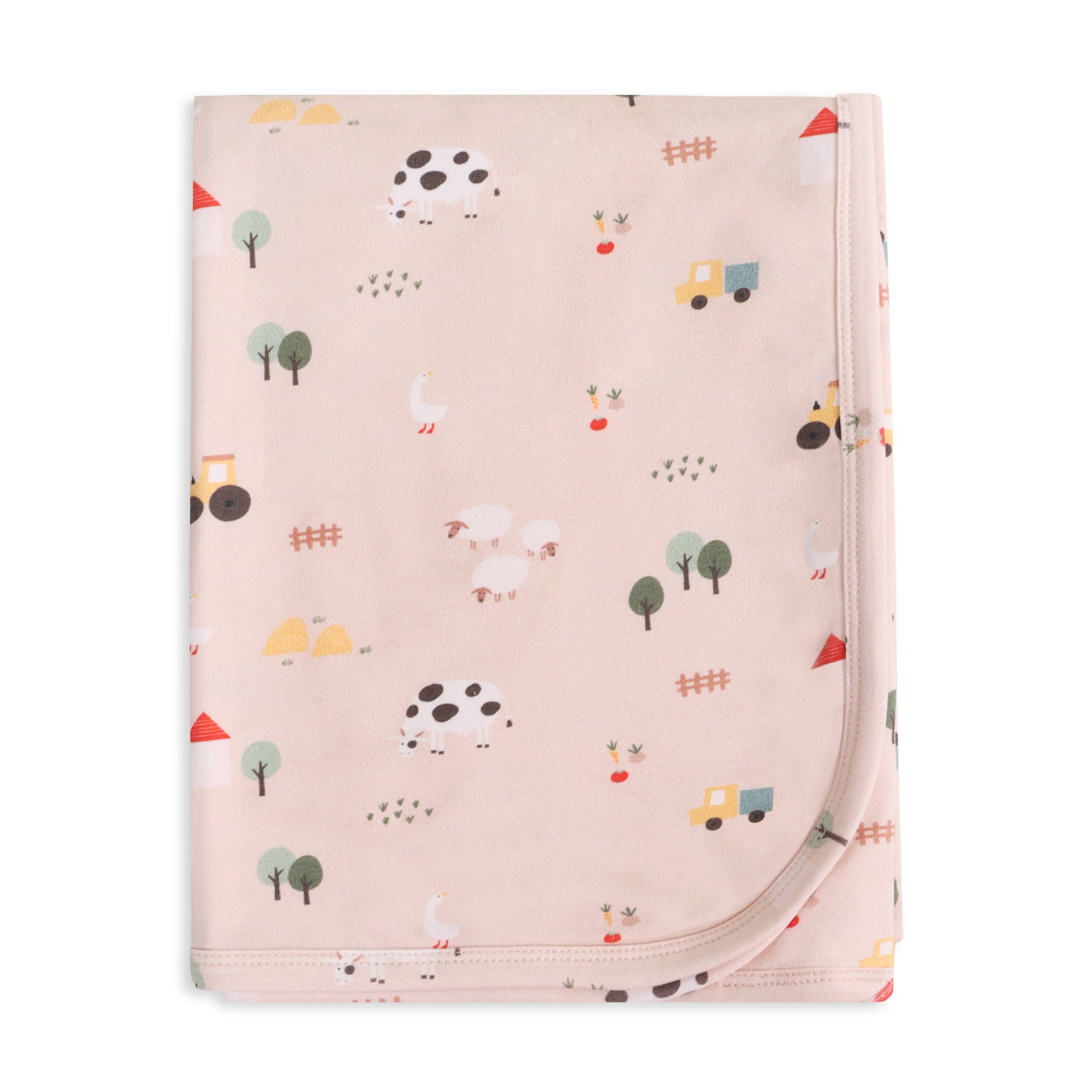 Viverano Organics ONE SIZE / TAN Farm Reversible Baby Blanket (Organic Jersey)
