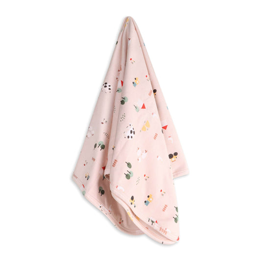 Viverano Organics ONE SIZE / TAN Farm Reversible Baby Blanket (Organic Jersey)