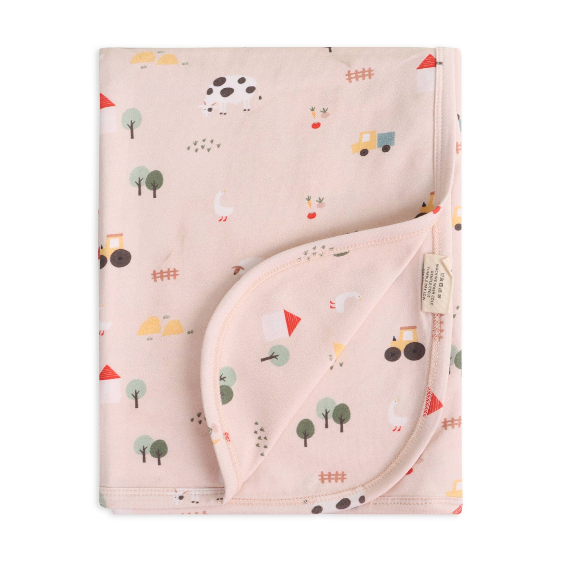 Viverano Organics ONE SIZE / TAN Farm Reversible Baby Blanket (Organic Jersey)