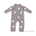 Viverano Organics 0-3M / Pewter Grey Heather Furry Sheep Jacquard Sweater Knit Baby Jumpsuit (Organic)