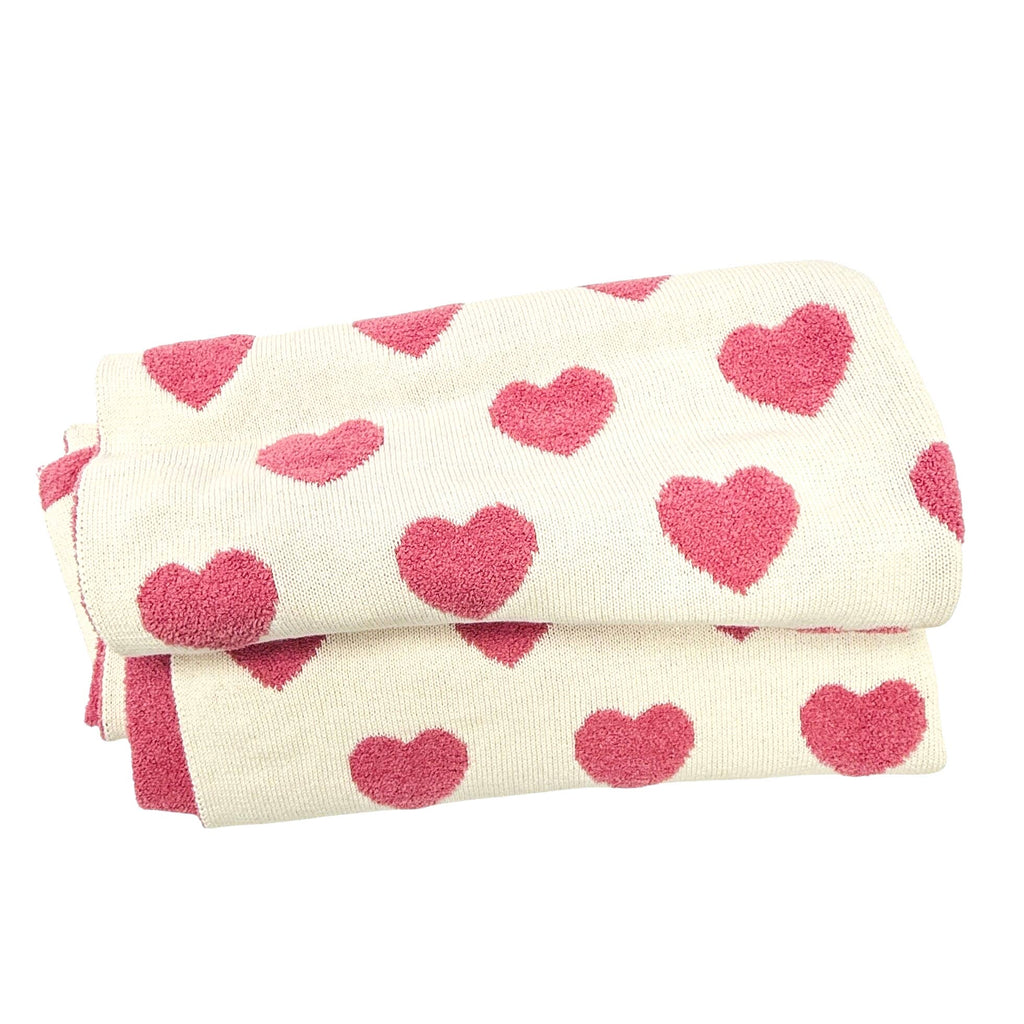 Viverano Organics Baby Pink / One Size Fuzzy Love - Soft Organic Jacquard Knit Baby Blankets