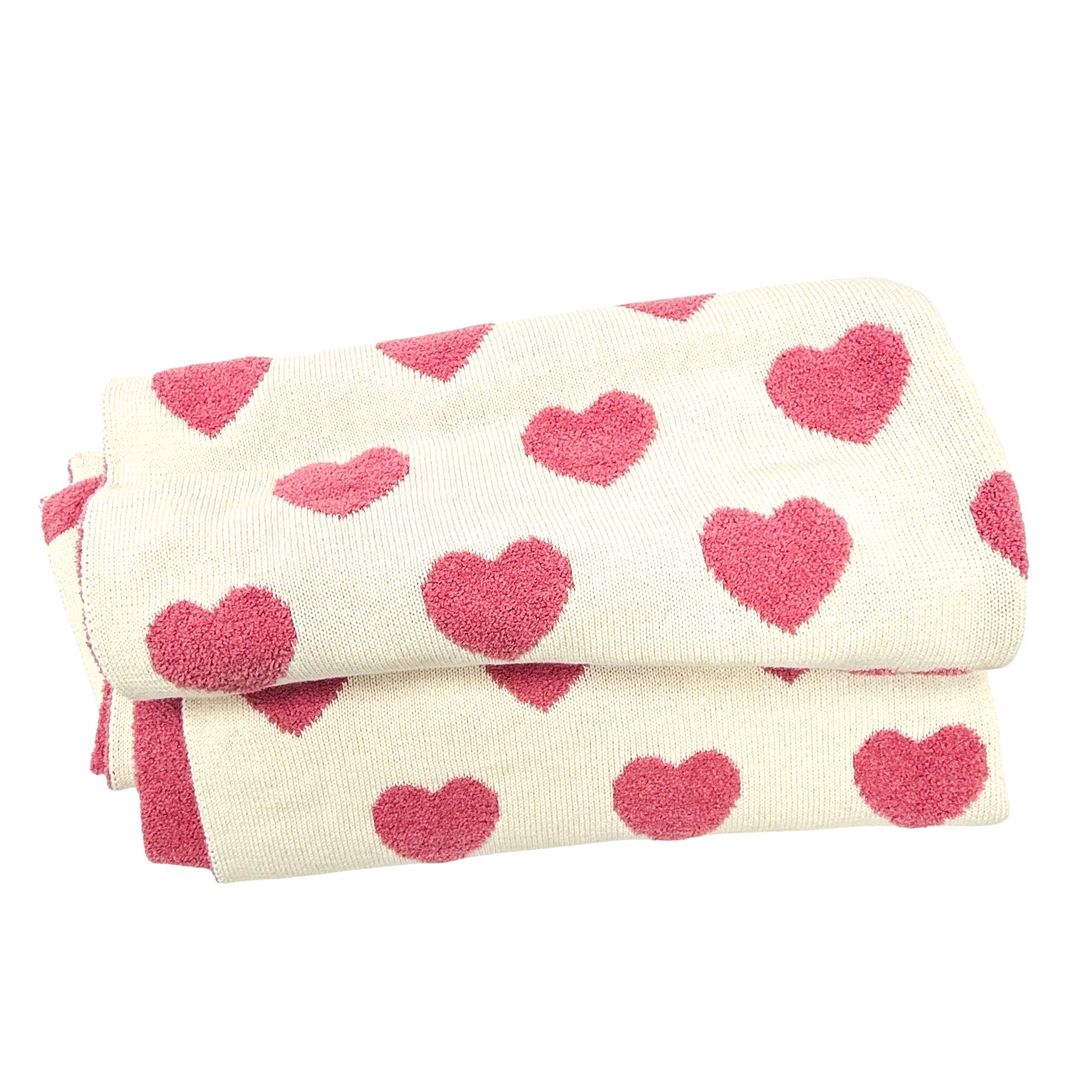 Viverano Organics Baby Pink / One Size Fuzzy Love - Soft Organic Jacquard Knit Baby Blankets