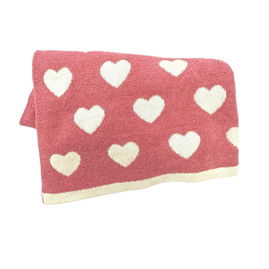 Viverano Organics Baby Pink / One Size Fuzzy Love - Soft Organic Jacquard Knit Baby Blankets