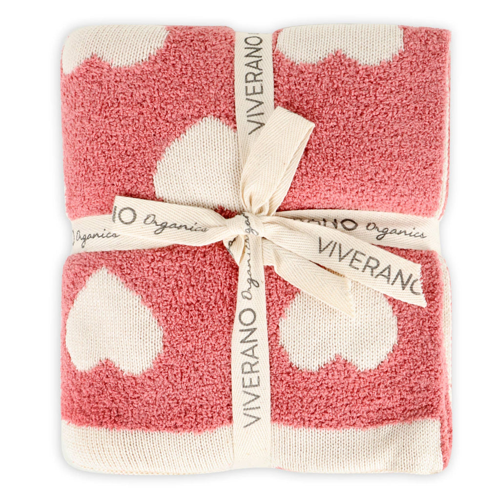 Viverano Organics Baby Pink / One Size Fuzzy Love - Soft Organic Jacquard Knit Baby Blankets