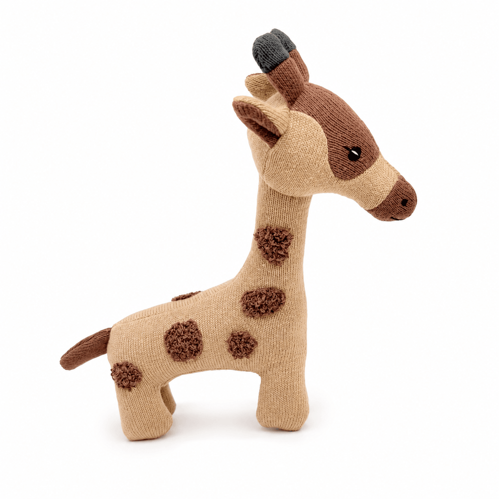 Viverano Organics Dove White / One Size Giraffe Knit Baby Blanket & Toy Gift Set (Organic Cotton)