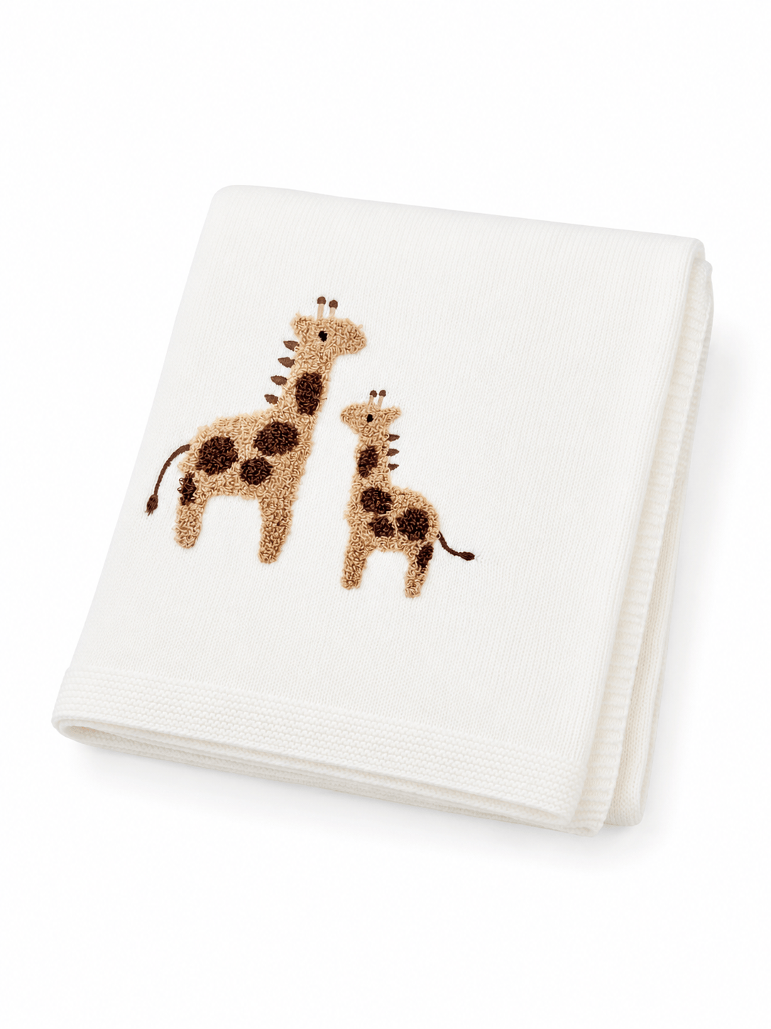 Viverano Organics Dove White / One Size Giraffe Knit Baby Blanket & Toy Gift Set (Organic Cotton)
