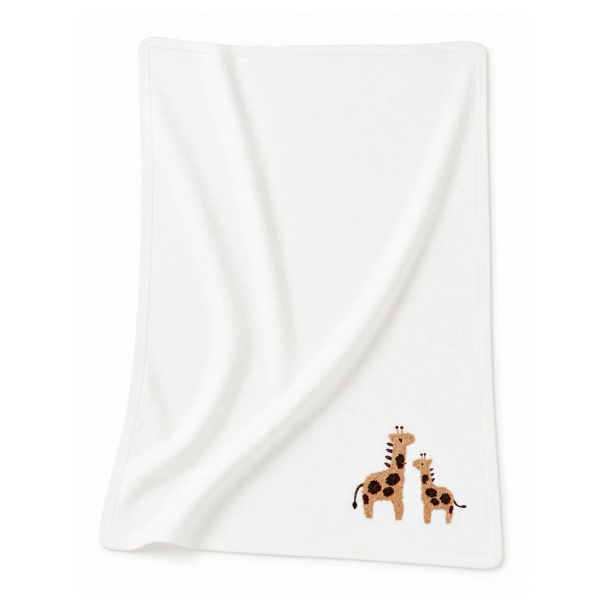 Viverano Organics Dove White / One Size Giraffe Knit Baby Blanket & Toy Gift Set (Organic Cotton)