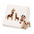 Viverano Organics Dove White / One Size Giraffe Knit Baby Blanket & Toy Gift Set (Organic Cotton)