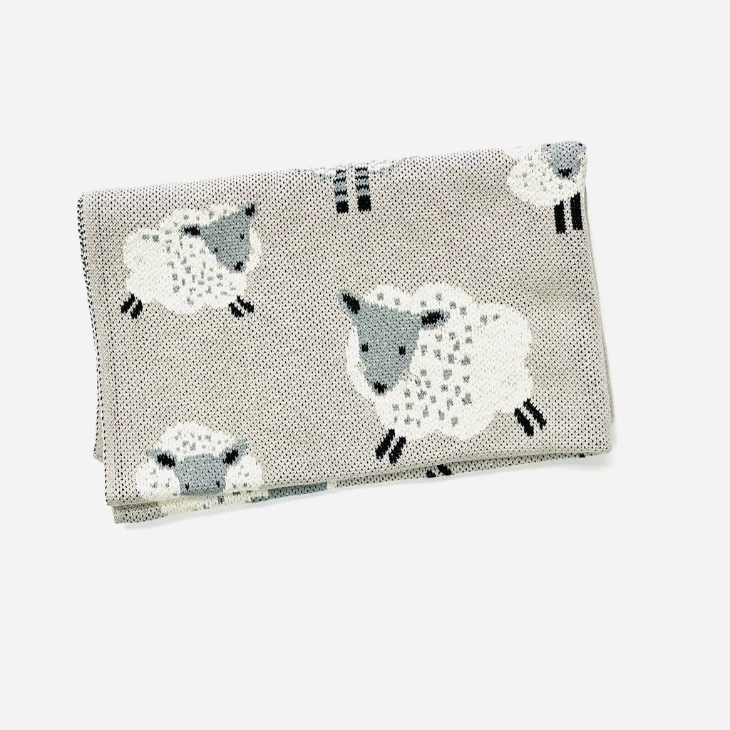 Viverano Organics Happy Sheep - Organic Cotton Jacquard Knit Baby Blanket