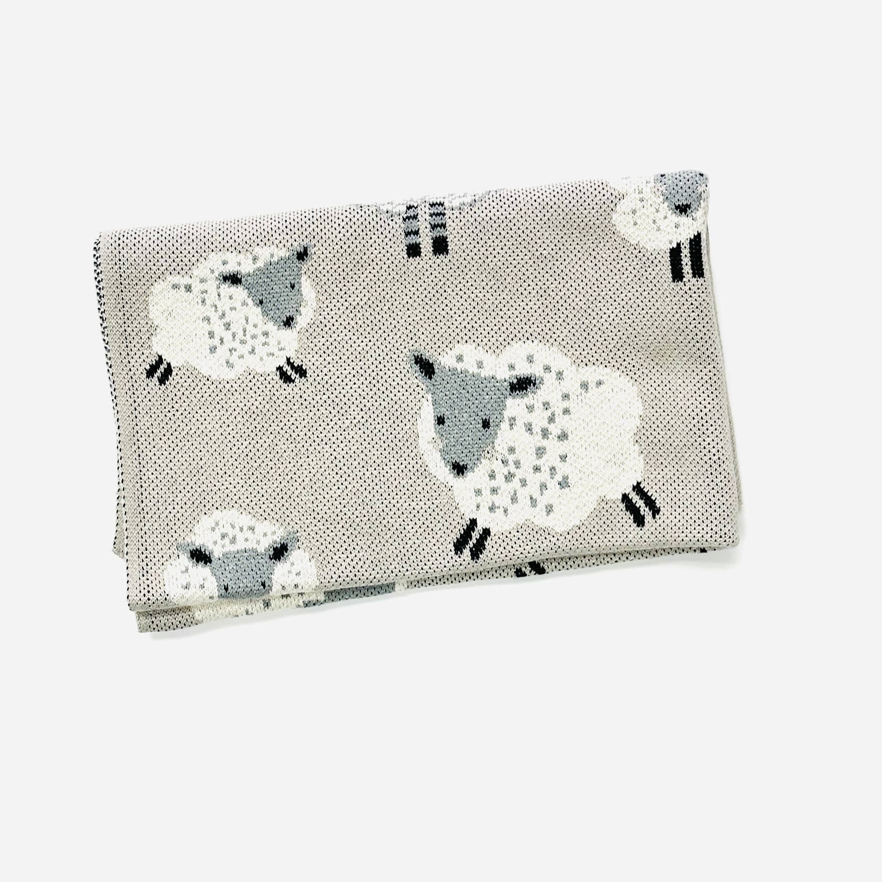 Viverano Organics Happy Sheep - Organic Cotton Jacquard Knit Baby Blanket