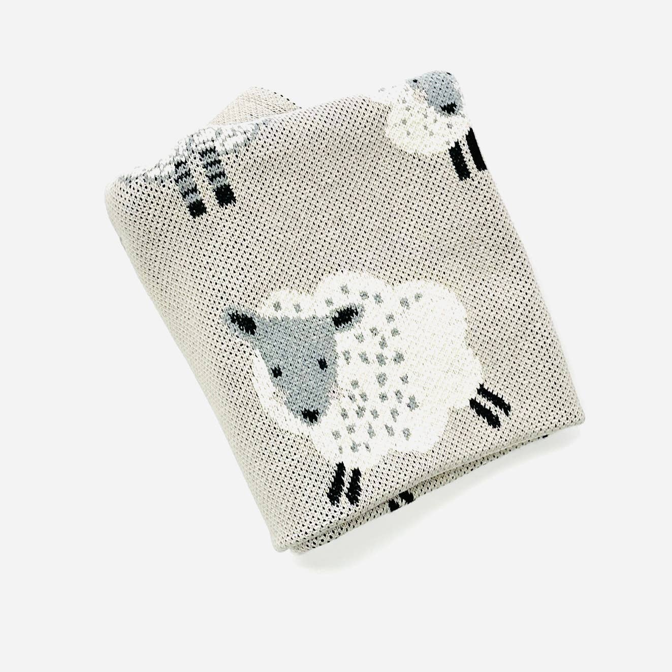 Viverano Organics Happy Sheep - Organic Cotton Jacquard Knit Baby Blanket