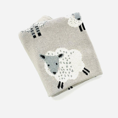 Viverano Organics Happy Sheep - Organic Cotton Jacquard Knit Baby Blanket