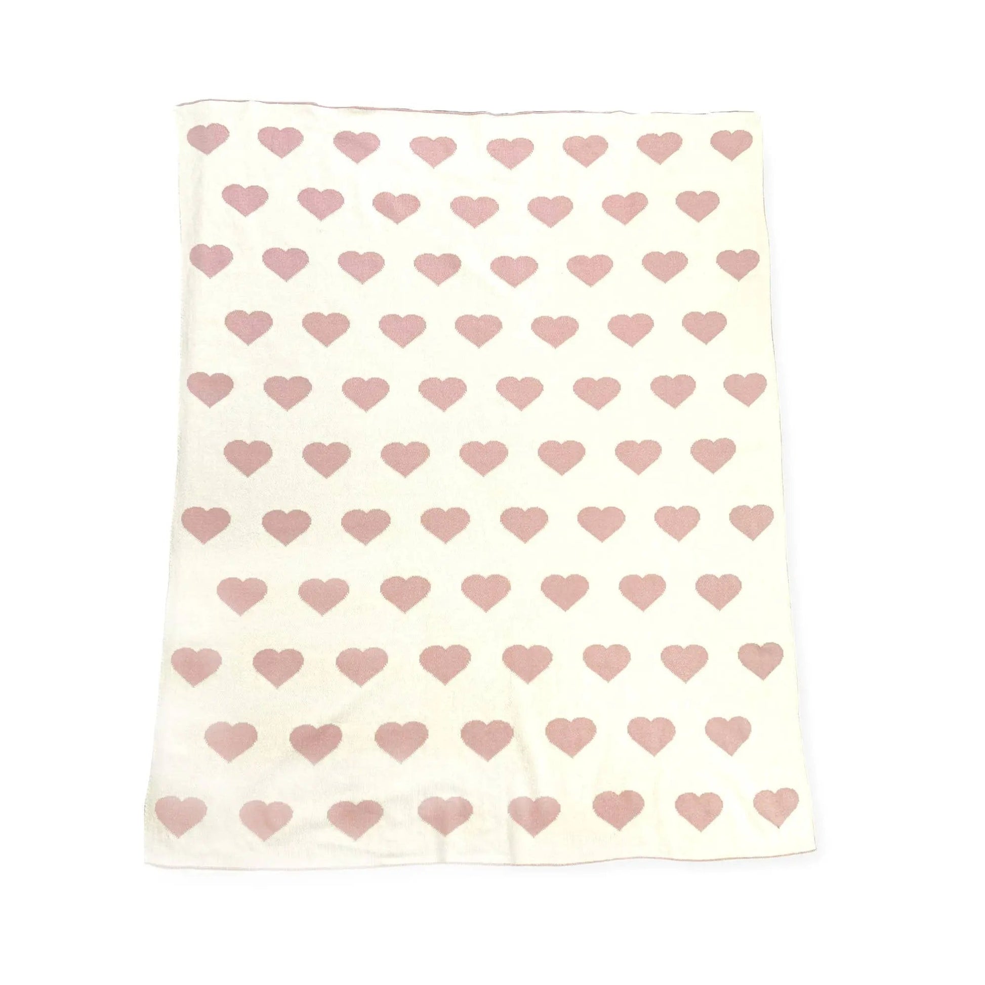 Hearts Cotton Reversible Jacquard Knit Baby Blanket - Organic - Crib Blanket 30" x 42" - The Baby Blanket Store - at The Baby Blanket Store. (One Size, )