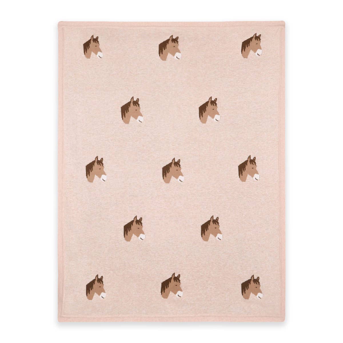 Viverano Organics One Size / Oatmeal Heather Horse Dreams - Organic Cotton Jacquard Knit Baby Blanket