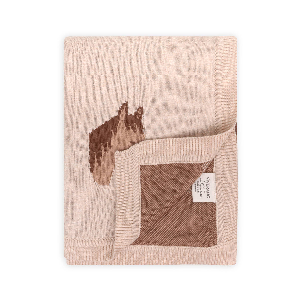 Viverano Organics One Size / Oatmeal Heather Horse Dreams - Organic Cotton Jacquard Knit Baby Blanket