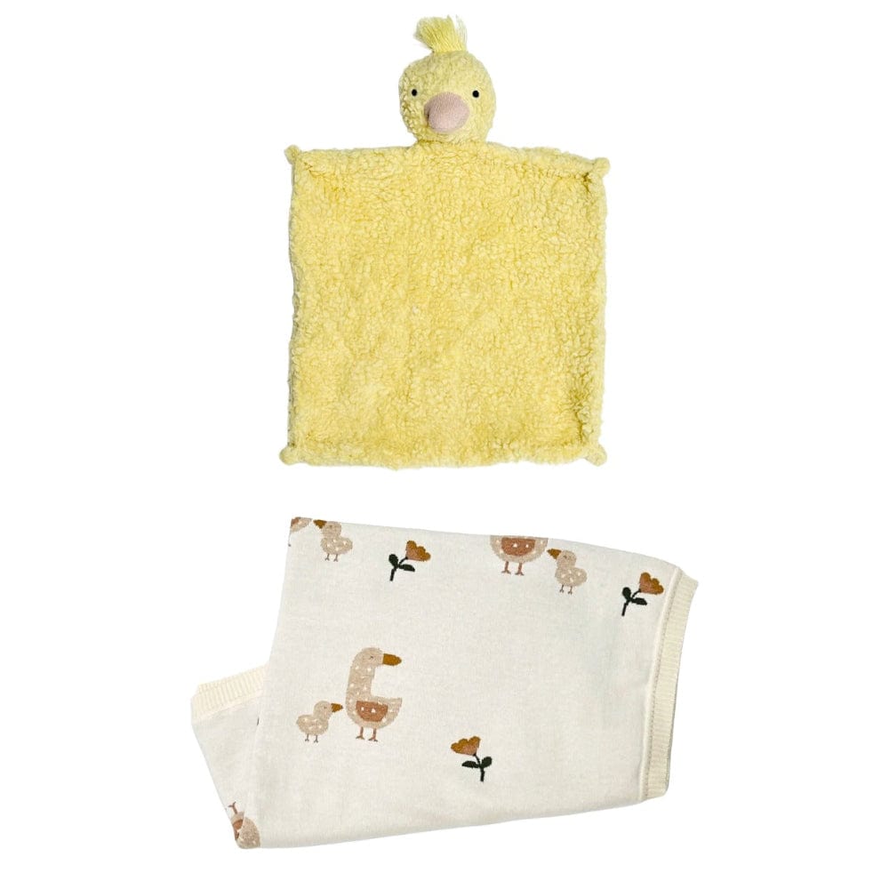 The Baby Blanket Store Bundle Jacquard Knit Baby Blanket & Duck Lovey Bundle | Organic Cotton