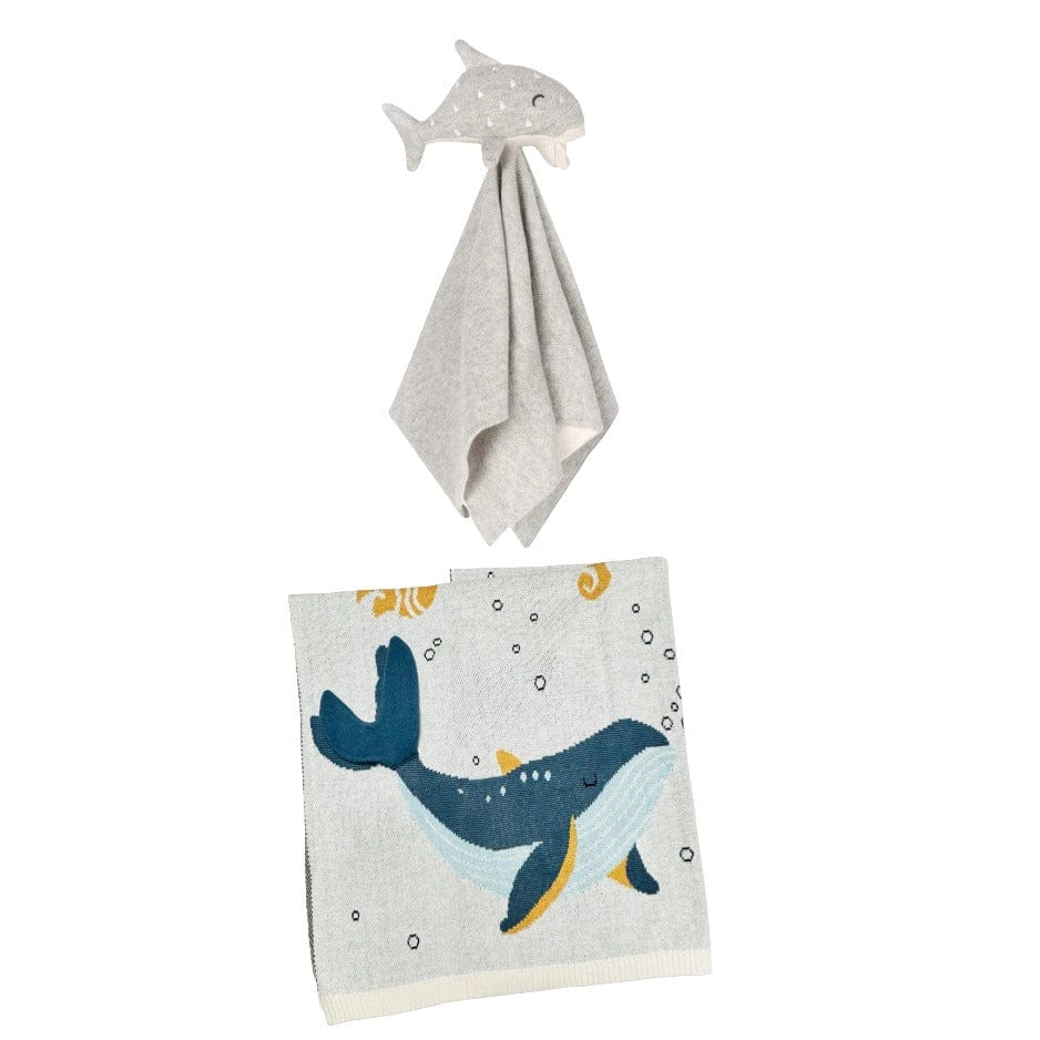 The Baby Blanket Store Bundle Jacquard Sherpa Baby Blanket &amp; Whale Lovey Bundle | Organic Cotton